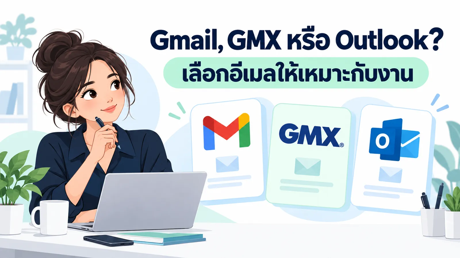 เปรียบเทียบ Gmail GMX และ Outlook สำหรับงานออนไลน์