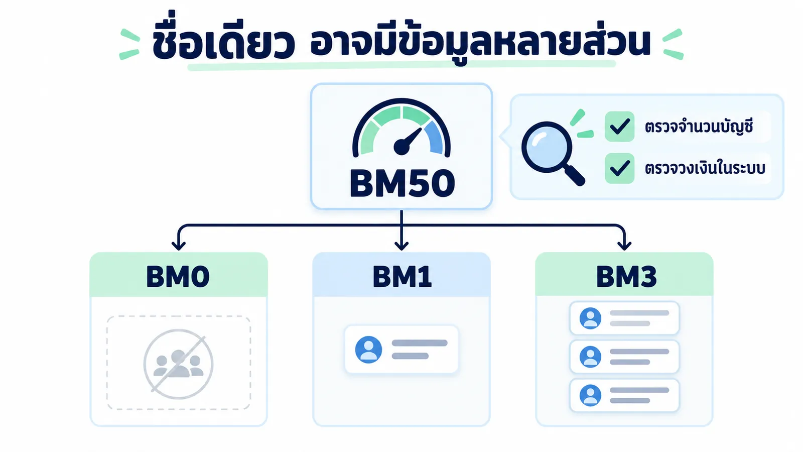 ชื่อ BM50 อาจใช้ร่วมกับ BM0 BM1 หรือ BM3 จึงต้องตรวจข้อมูลแยกกัน