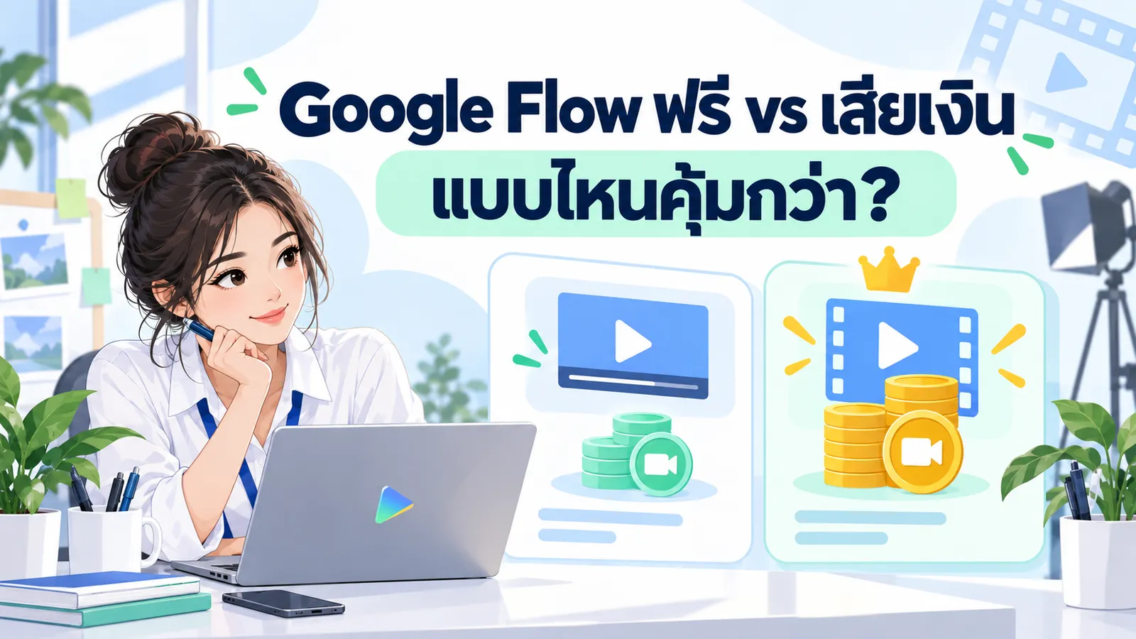 เปรียบเทียบเส้นทางใช้งาน Google Flow แบบฟรีและเสียเงินด้วยเครดิตสร้างวิดีโอ